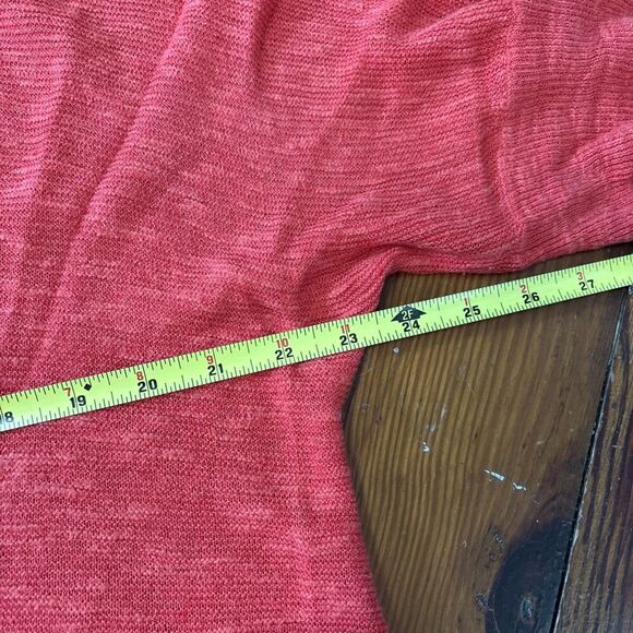 Eileen Fisher Lightweight V-Neck Sweater Orange Organic Cotton Size Medium - Picture 5 of 7